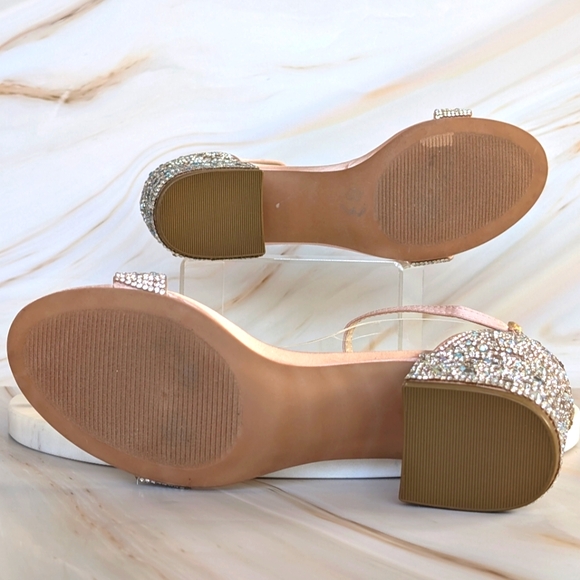 NWOB Betsey Johnson Rhinestone Crystal Block Heel Sandals - Hanna - Picture 9 of 12